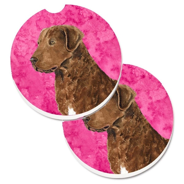 Carolines Treasures Pink Chesapeake Bay Retriever Set of 2 Cup Holder Car Coaster SS4807-PKCARC - main
